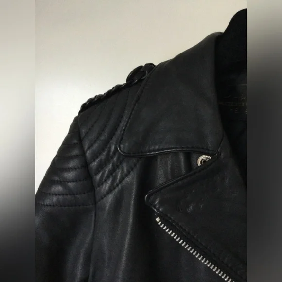 VTG Harley Davidson Leather Moto Jacket Black Motorcycle Cinch Back Women 34 - Picture 11 of 16